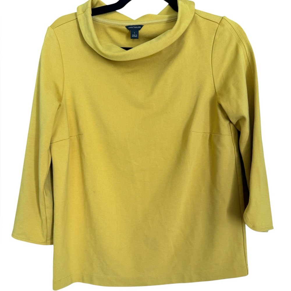 Ann Taylor Mustard Yellow Cowl Neck Sweater